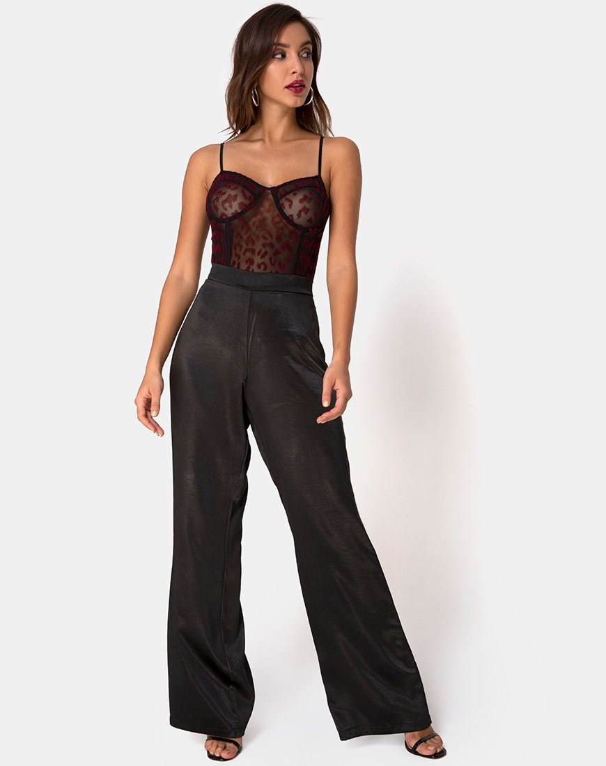 Bild von Yecal Transparentes Mieder in Rot Leopard Flock Schwarz