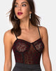 Bild von Yecal Transparentes Mieder in Rot Leopard Flock Schwarz