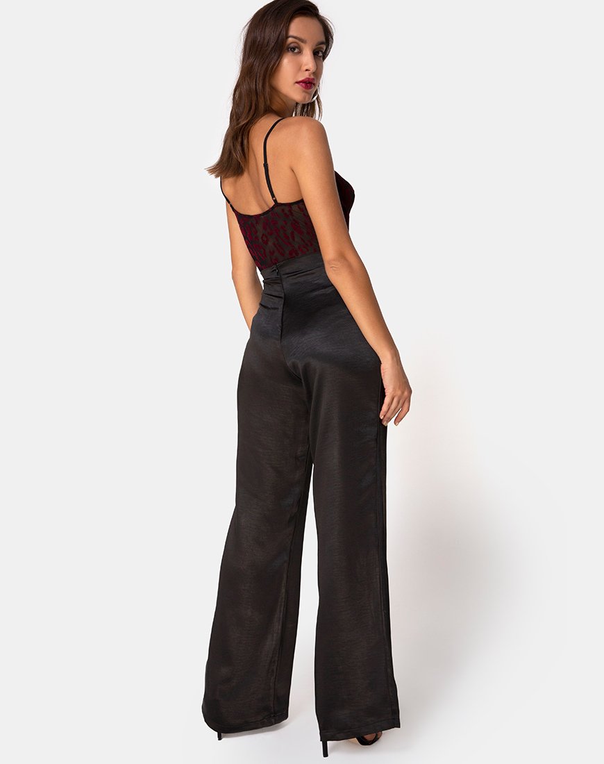 Bild von Yecal Transparentes Mieder in Rot Leopard Flock Schwarz