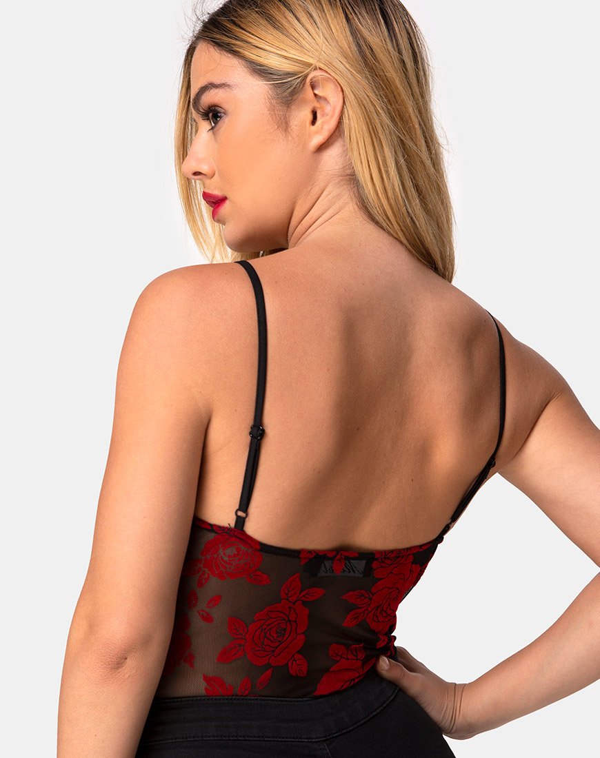 Yecal Mieder in Romantisch Rot Rosenflock