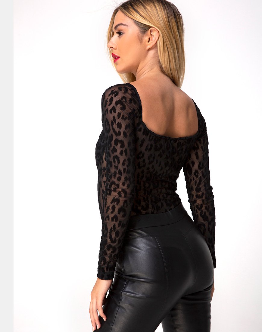 Image of Yelica Langarm-Mieder aus Tiernetz Schwarz