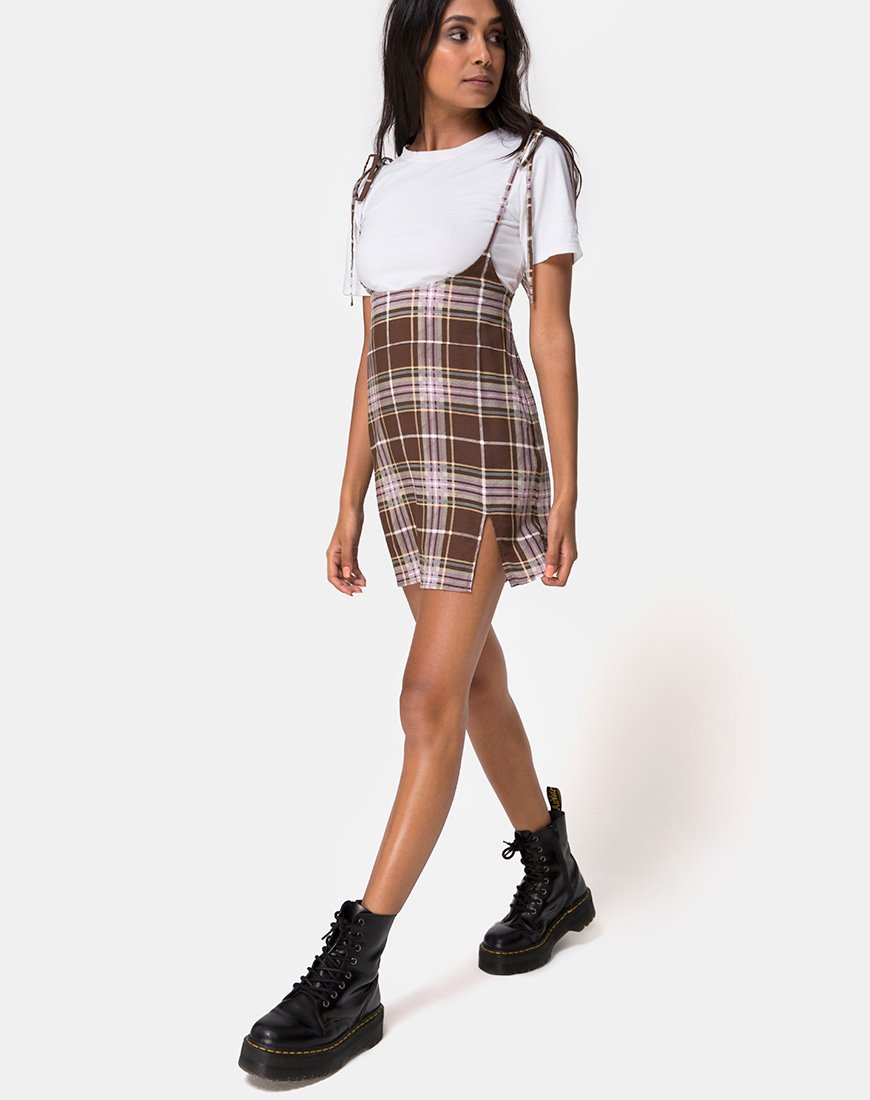 Image of Yelca Minikleid in Tartan Braun