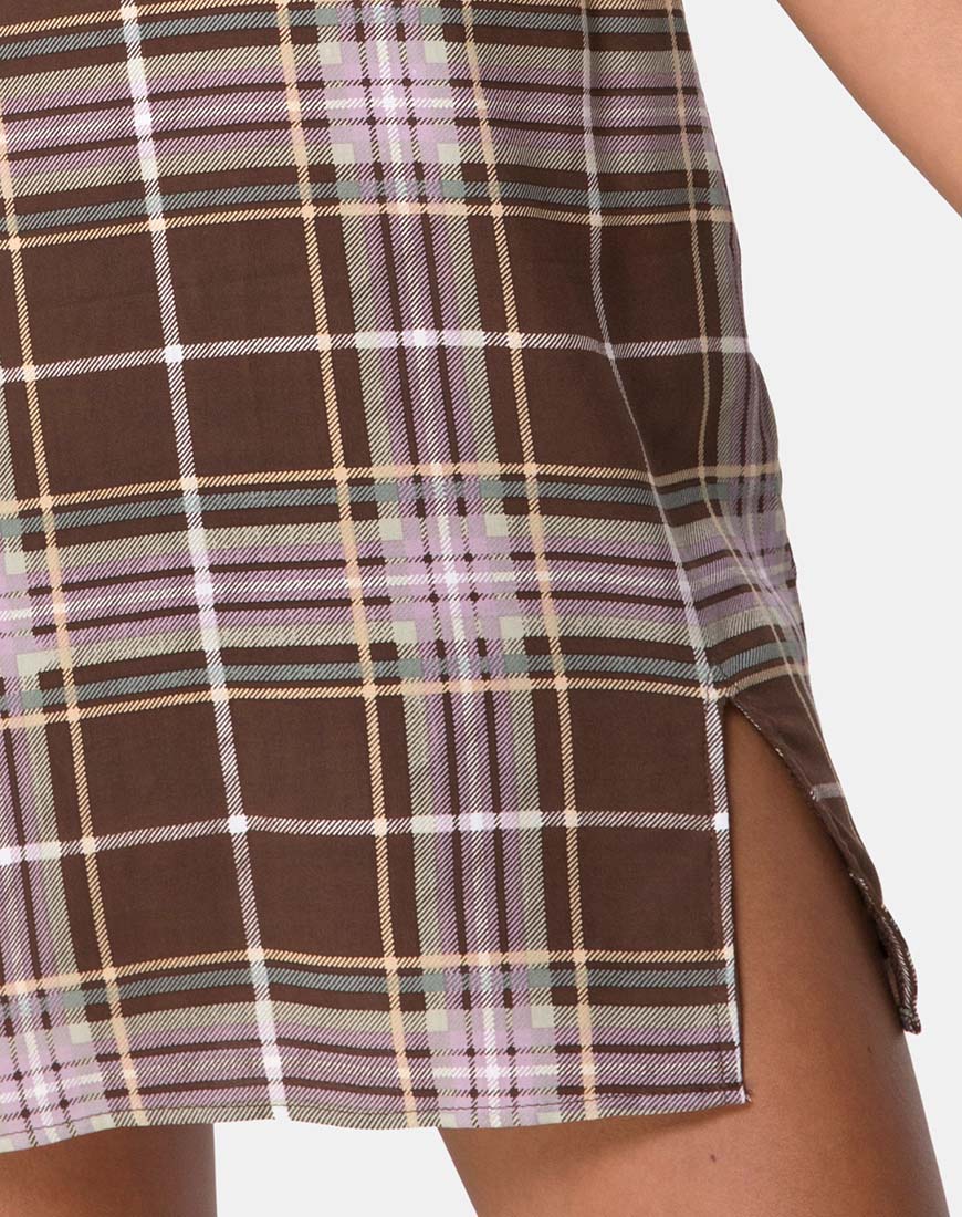 Image of Yelca Minikleid in Tartan Braun