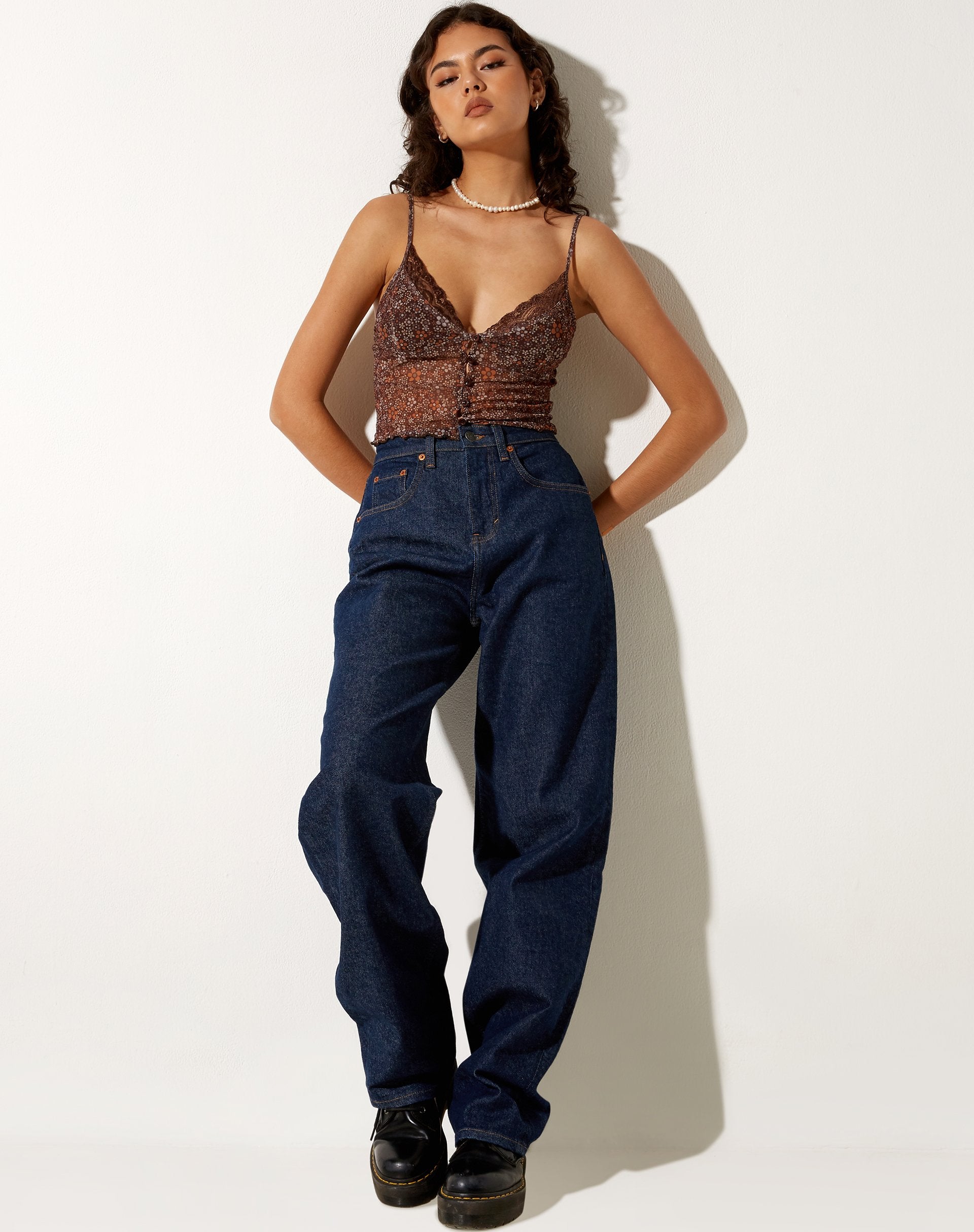Image of Yena Crop Top in Blumengarten Braun