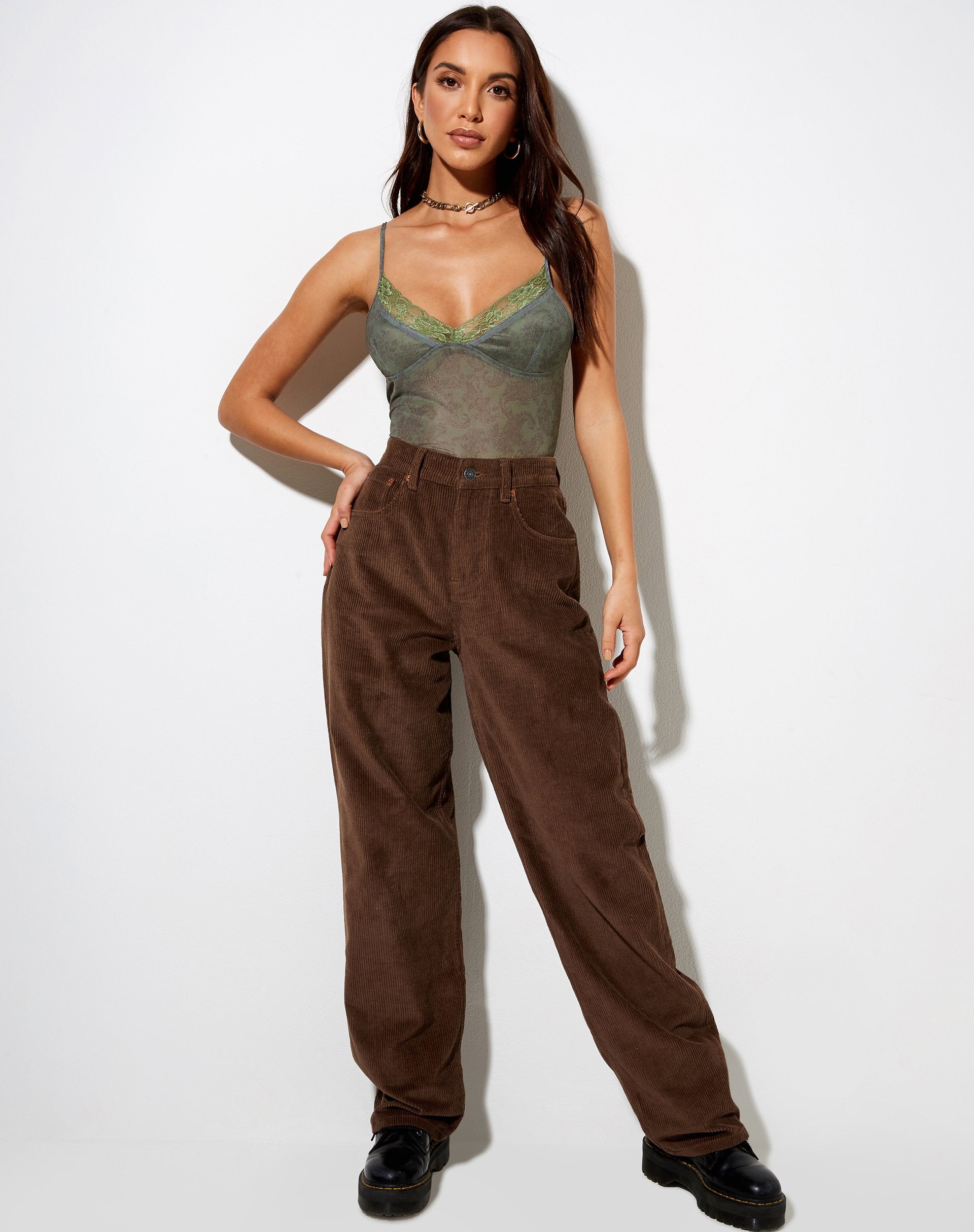 Bild von Yenika Crop Top in Mono Paisley Grün