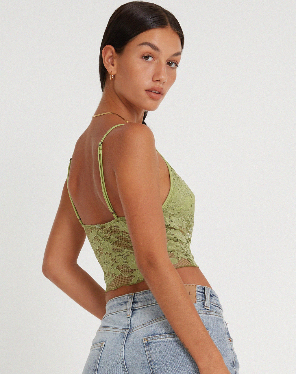 Yenko Crop Top aus Spitze Grün
