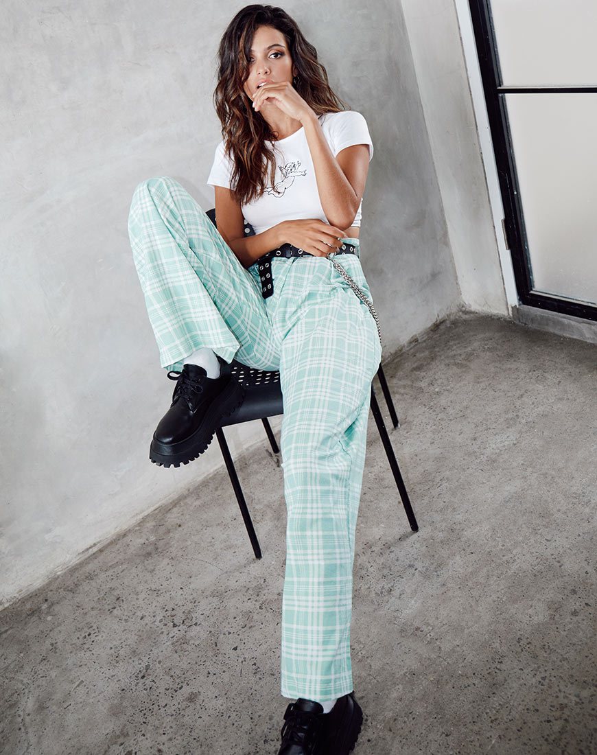 Yeva-Hose aus Tischtuch Neo Mint