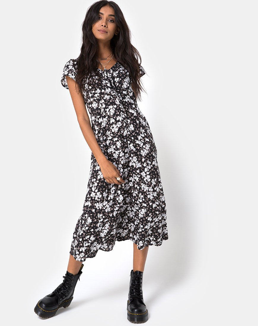 Image of Youki Midikleid in Dark Wild Flower