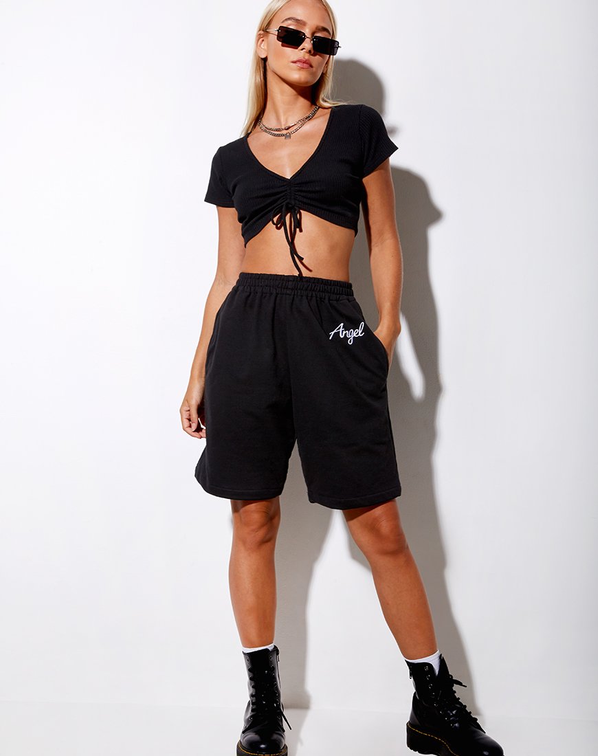 Bild von Yubi Short in Schwarz Angel Embro in Weiß
