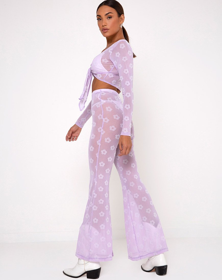 Herlom Schlaghose in Flieder Mesh Daisy White Flock