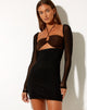Yuvila Minikleid aus Mesh Schwarz und Braun