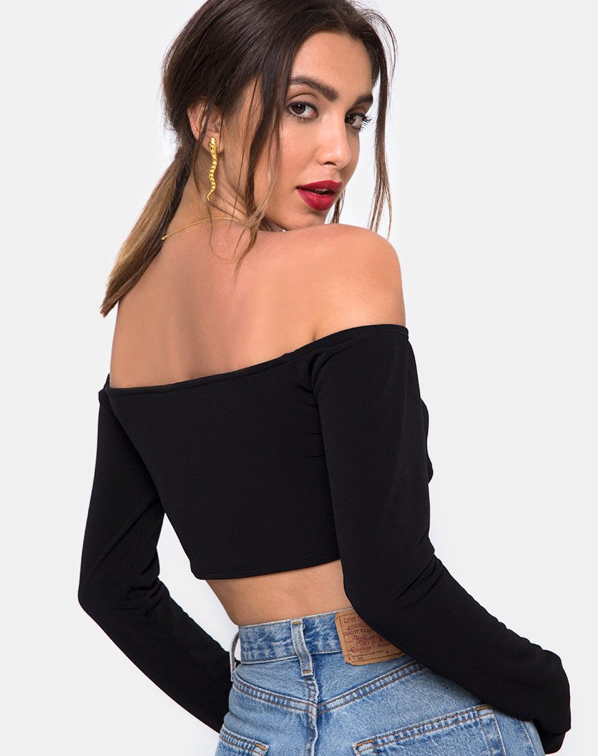 Zalea Off The Shoulder Crop in Schwarz
