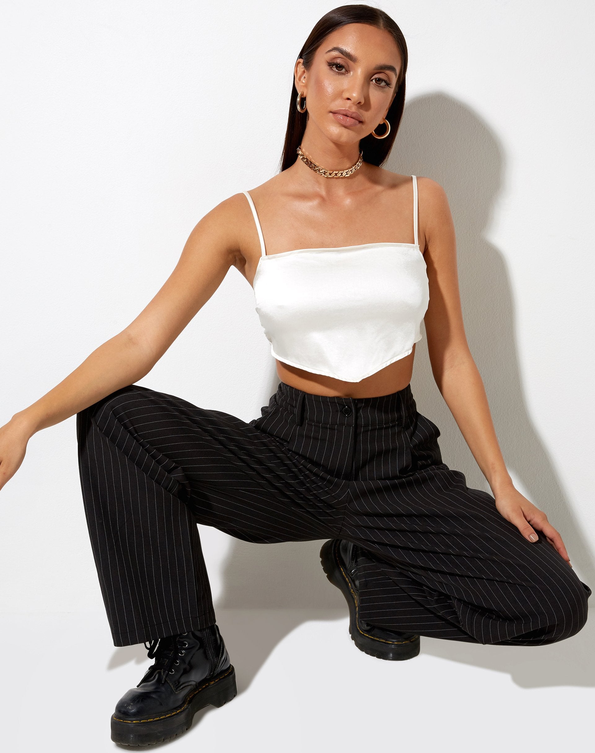 Bild von Zashe Cami Top in Satin Elfenbein
