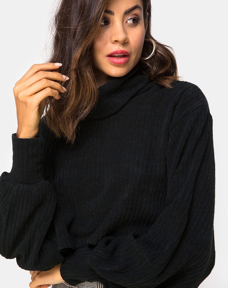 Image of Nizer High Neck Pullover in Schwarz