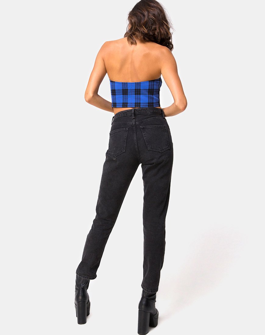 Bild von Zipshi Cropped Top in Tartan Blau
