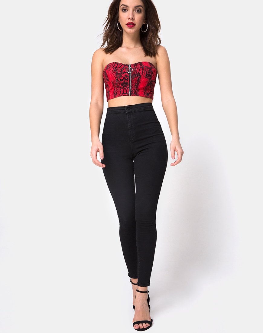 Bild von Zipshi Crop Top in Schlangenrot