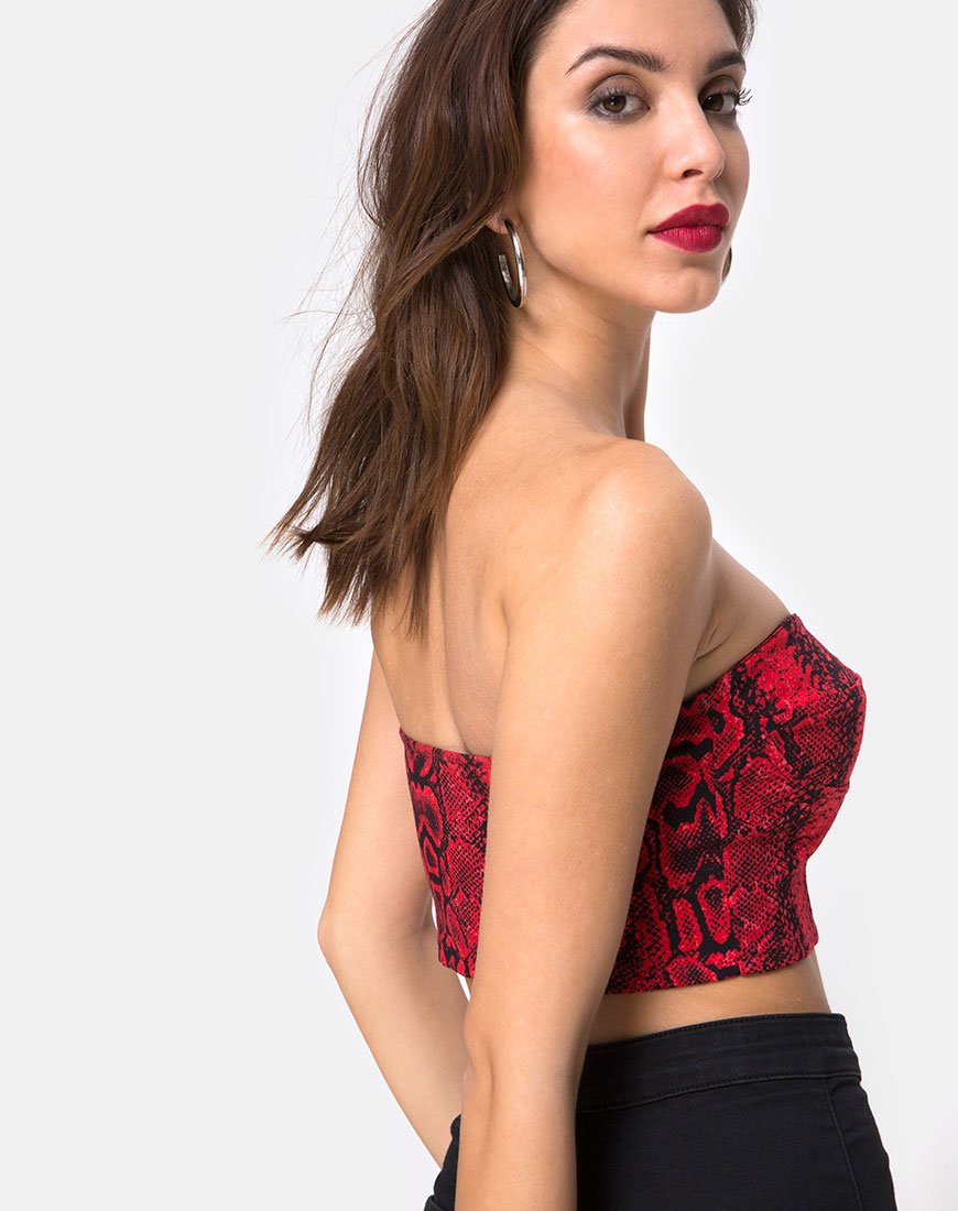 Bild von Zipshi Crop Top in Schlangenrot