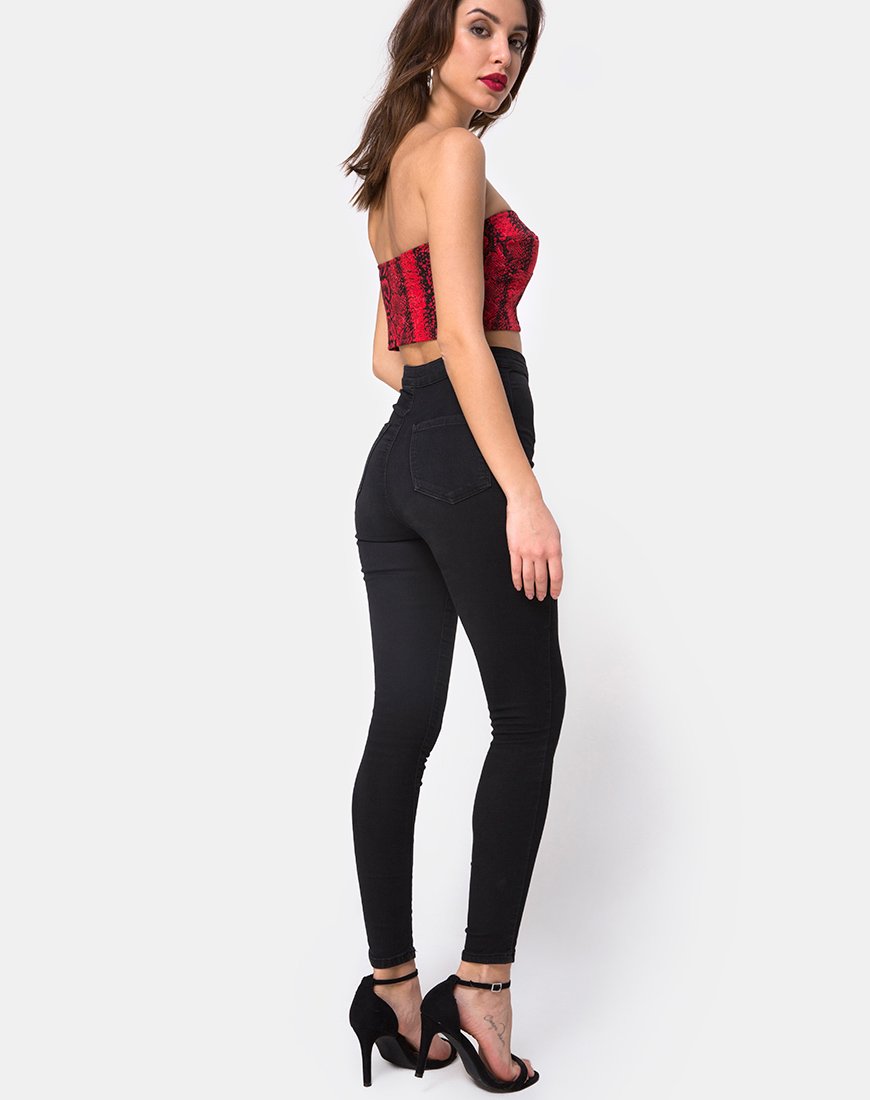 Bild von Zipshi Crop Top in Schlangenrot