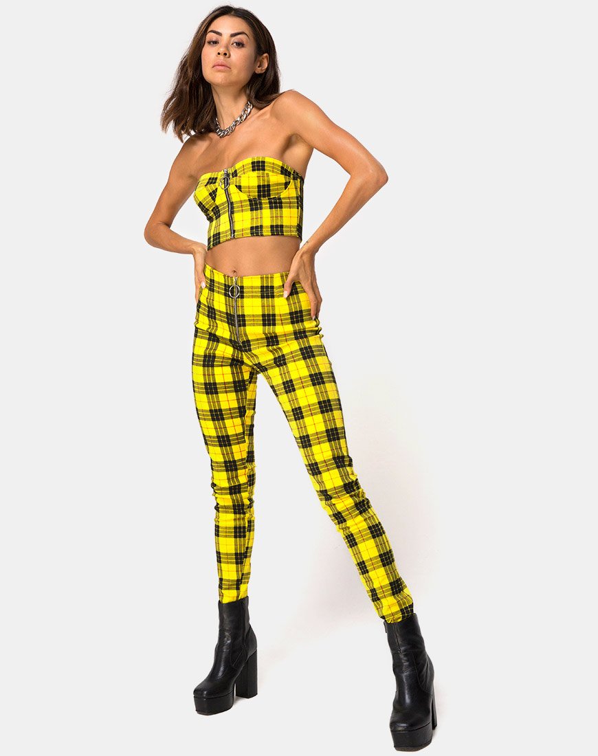 Bild von Zipshi Crop Top in Winter Plaid Gelb