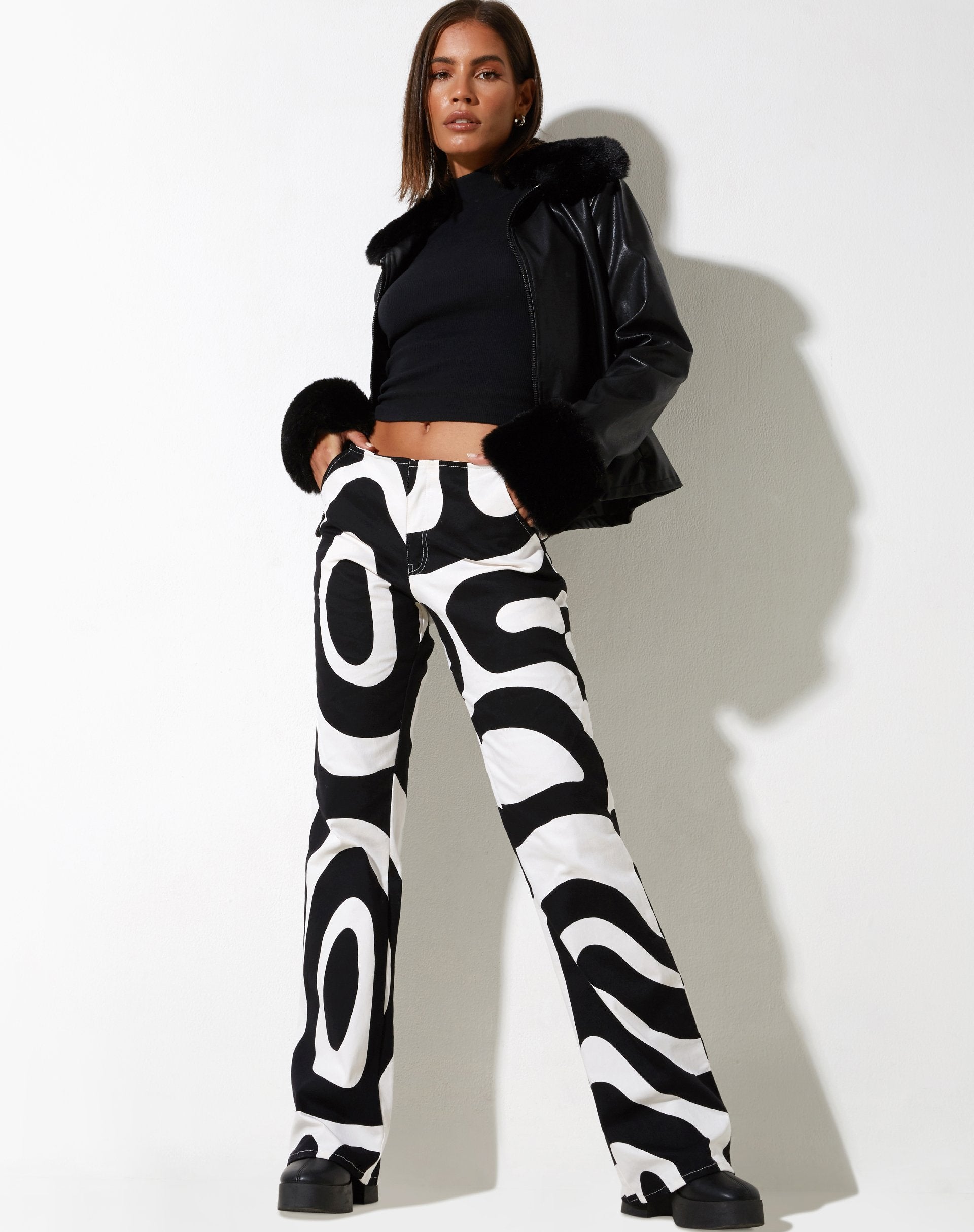 Zoetry Hose in Optic Swirl Schwarz und Weiß