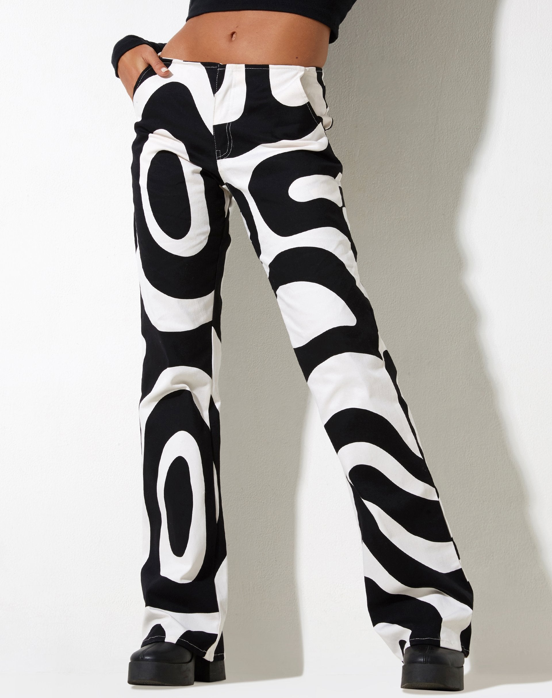 Zoetry Hose in Optic Swirl Schwarz und Weiß