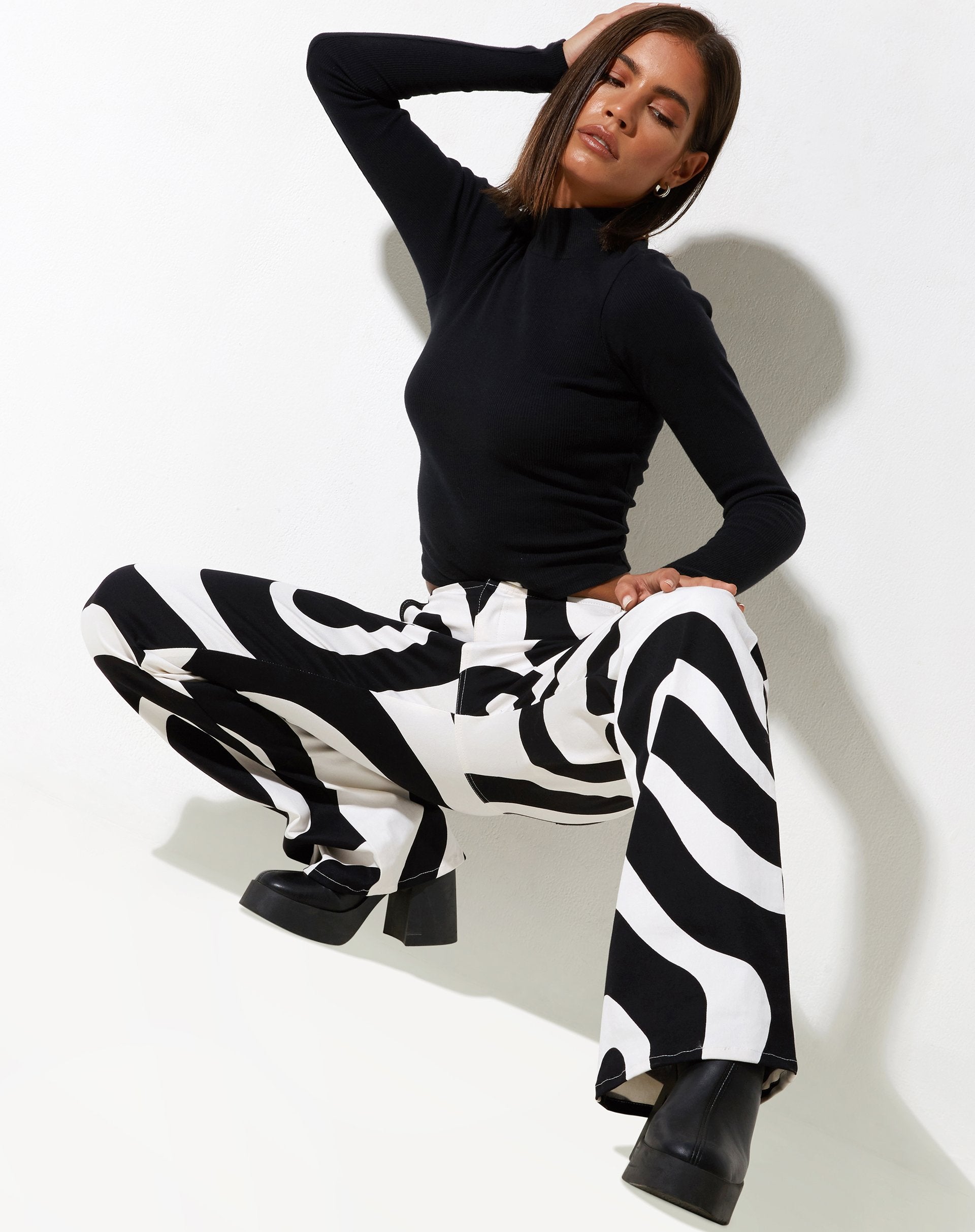 Zoetry Hose in Optic Swirl Schwarz und Weiß