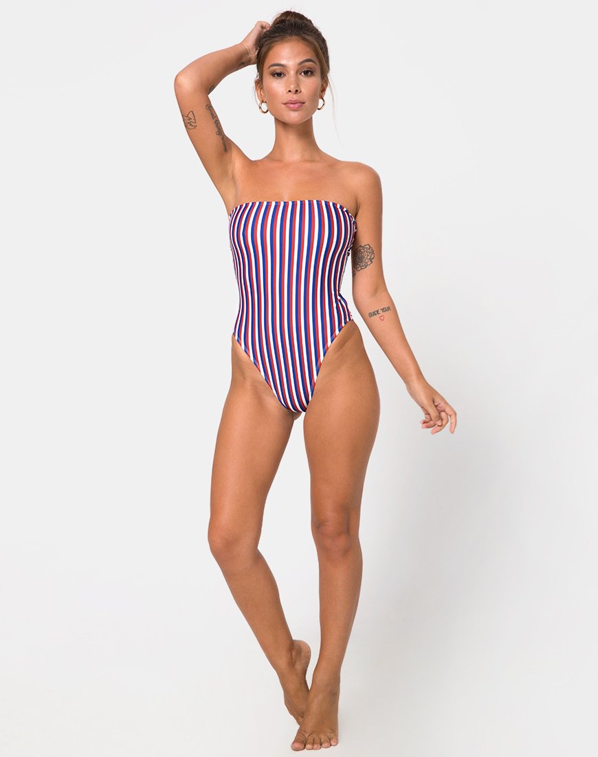 Bild von Zolly Cutout Badeanzug in Triple Stripe