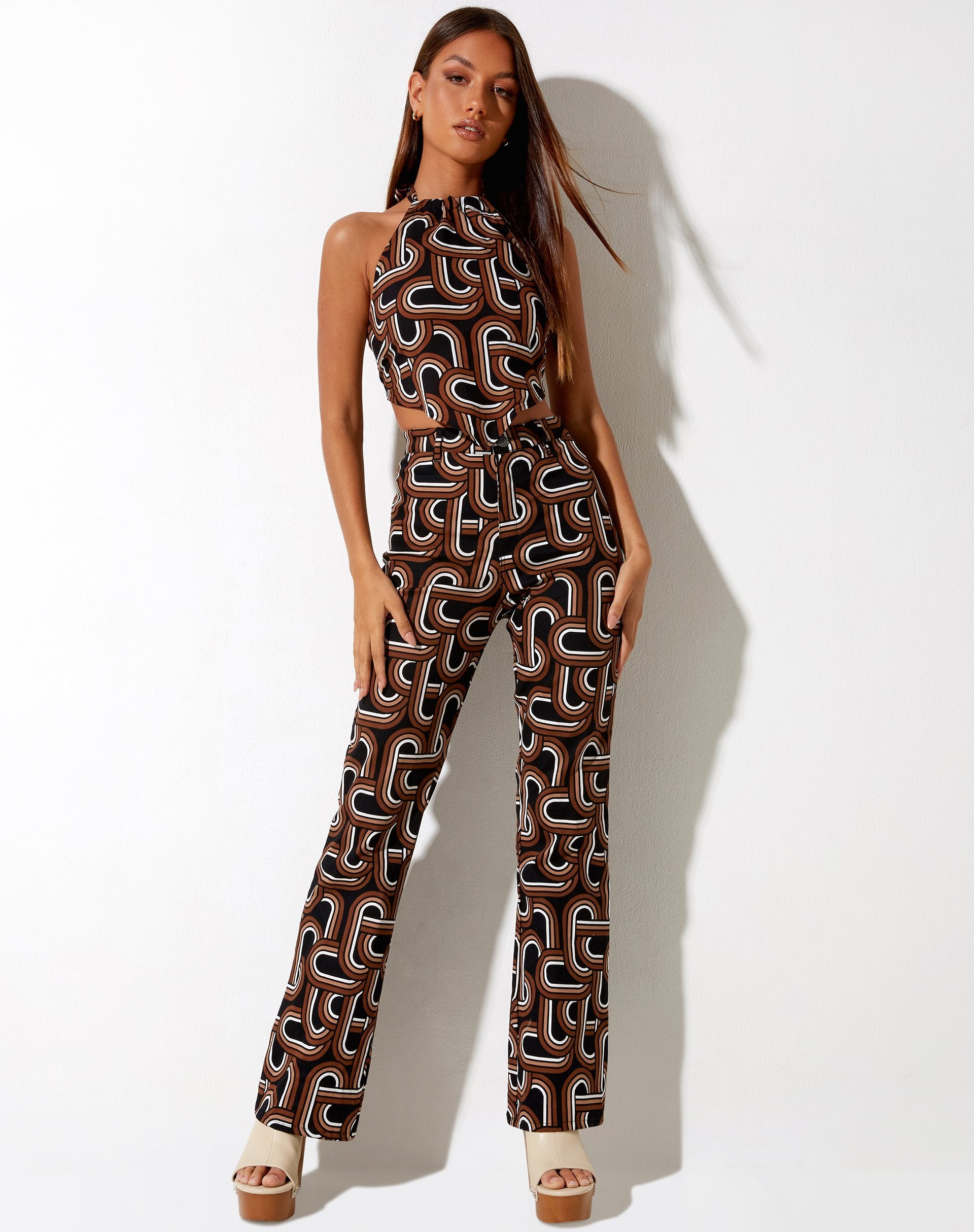 Bild von Jida Crop Top in Tonal Interlink Schwarz