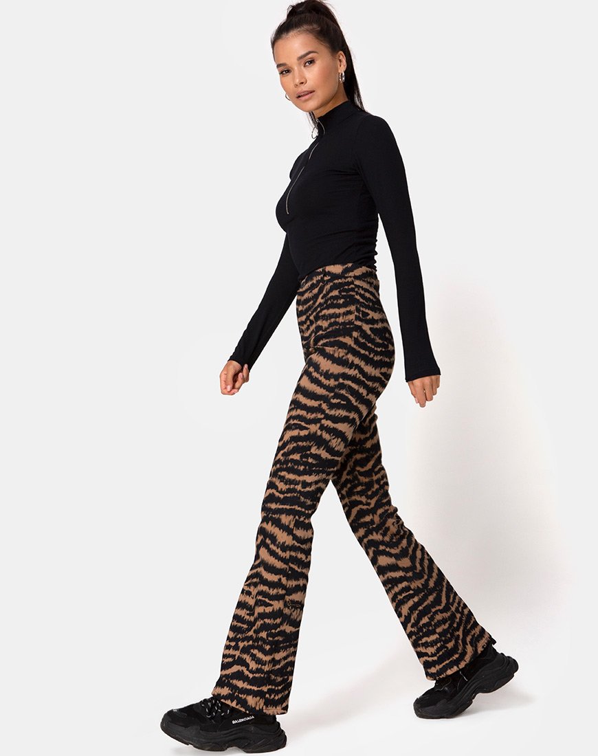 Zoven Hose in Animal Drip Braun