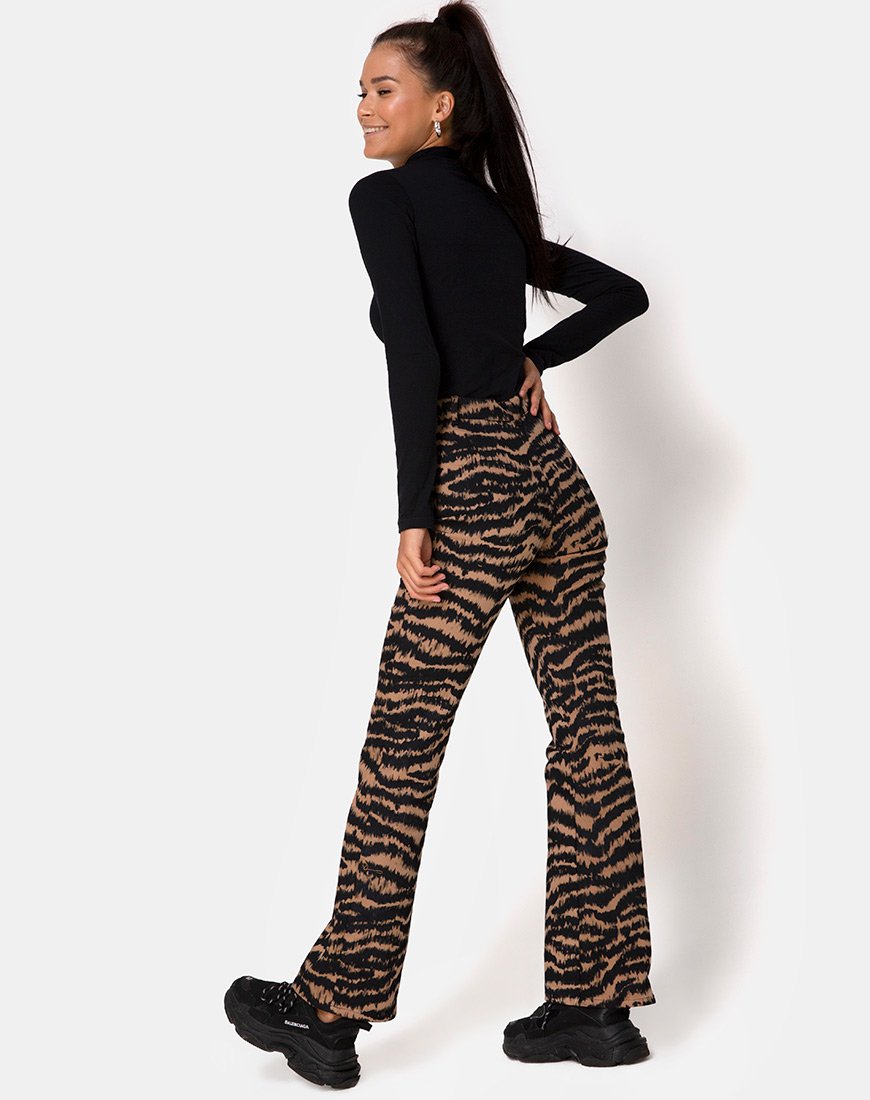 Zoven Hose in Animal Drip Braun