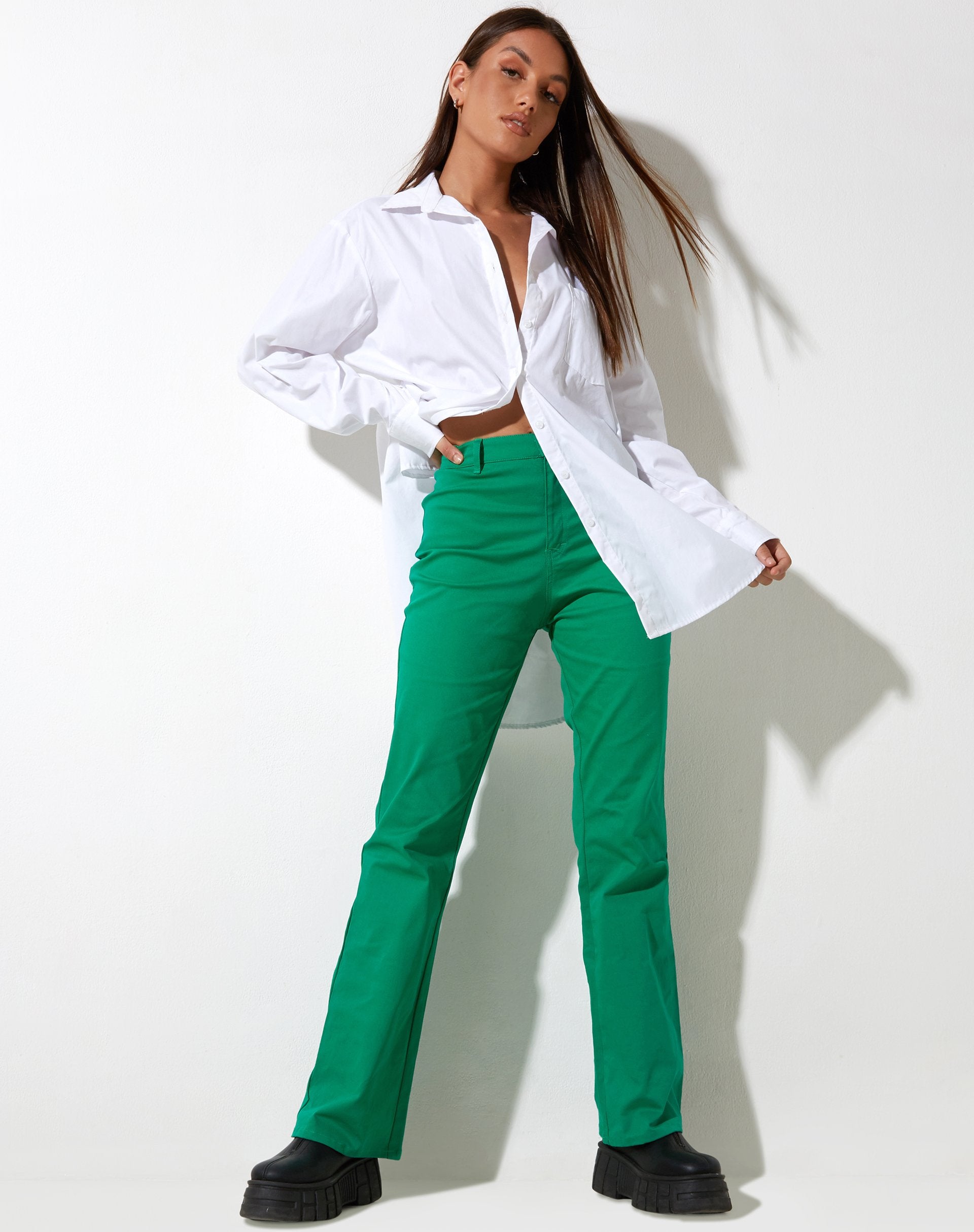 Image of Zoven Schlaghose aus Twill Blush Green