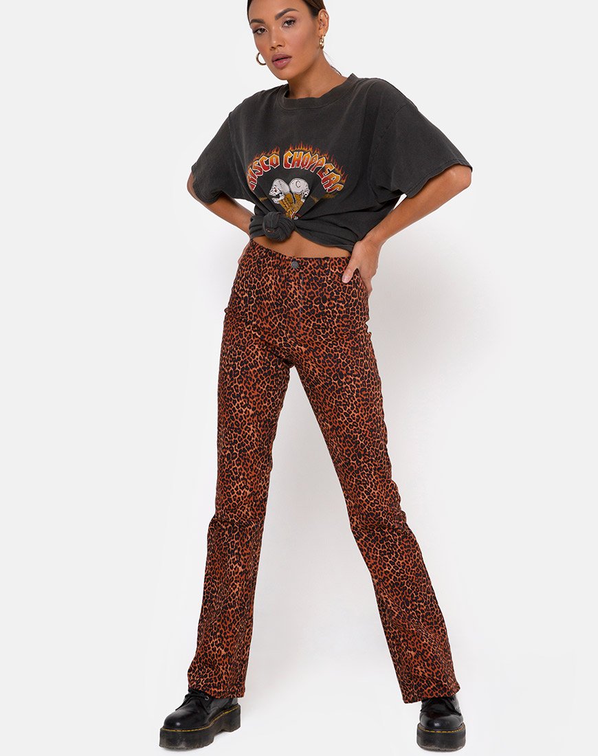 Zoven Hose in Ditsy Leopard Orange