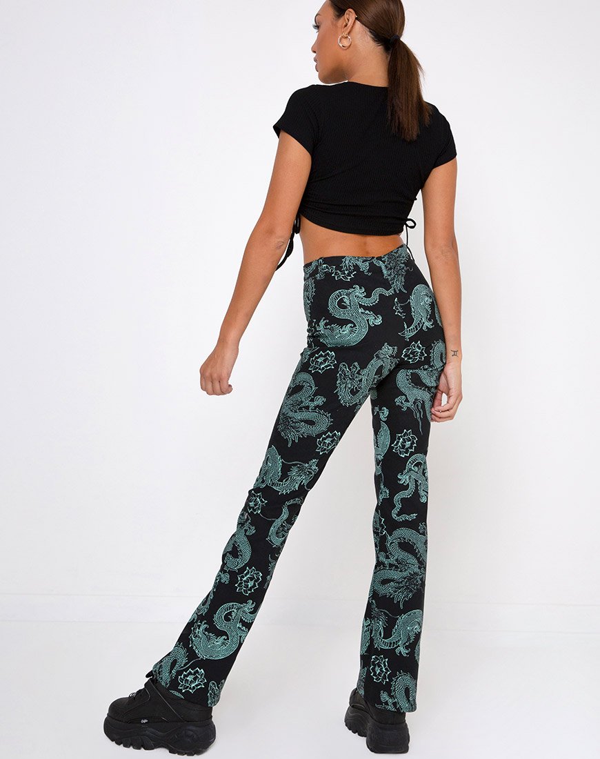 Zoven Hose in Drachenblume Schwarz und Mint