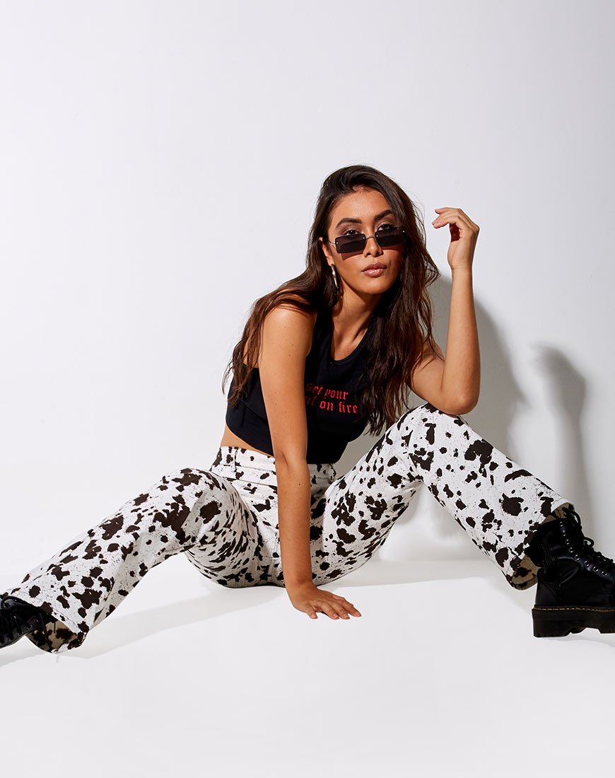 Image of Zoven Schlaghosen in Mini Cow Schwarz und Weiß
