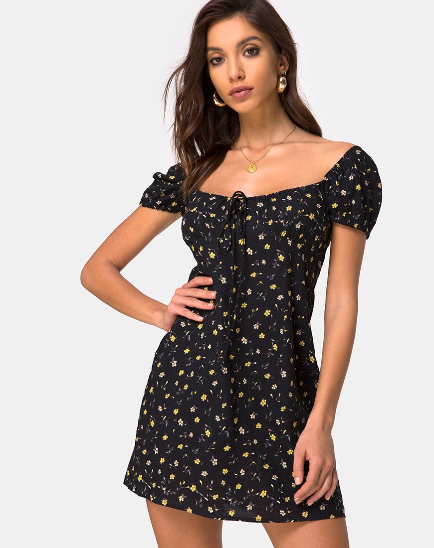 Image of Zudema Minikleid in Pretty Petal Schwarz