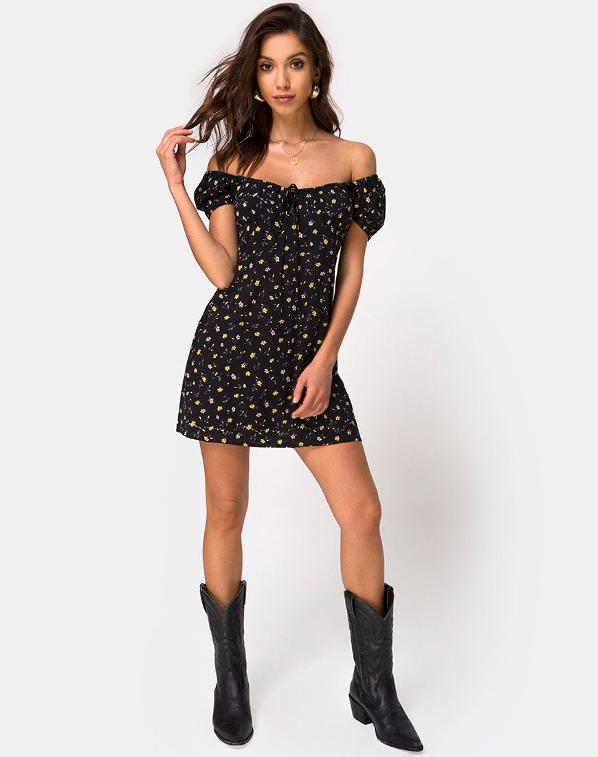 Image of Zudema Minikleid in Pretty Petal Schwarz