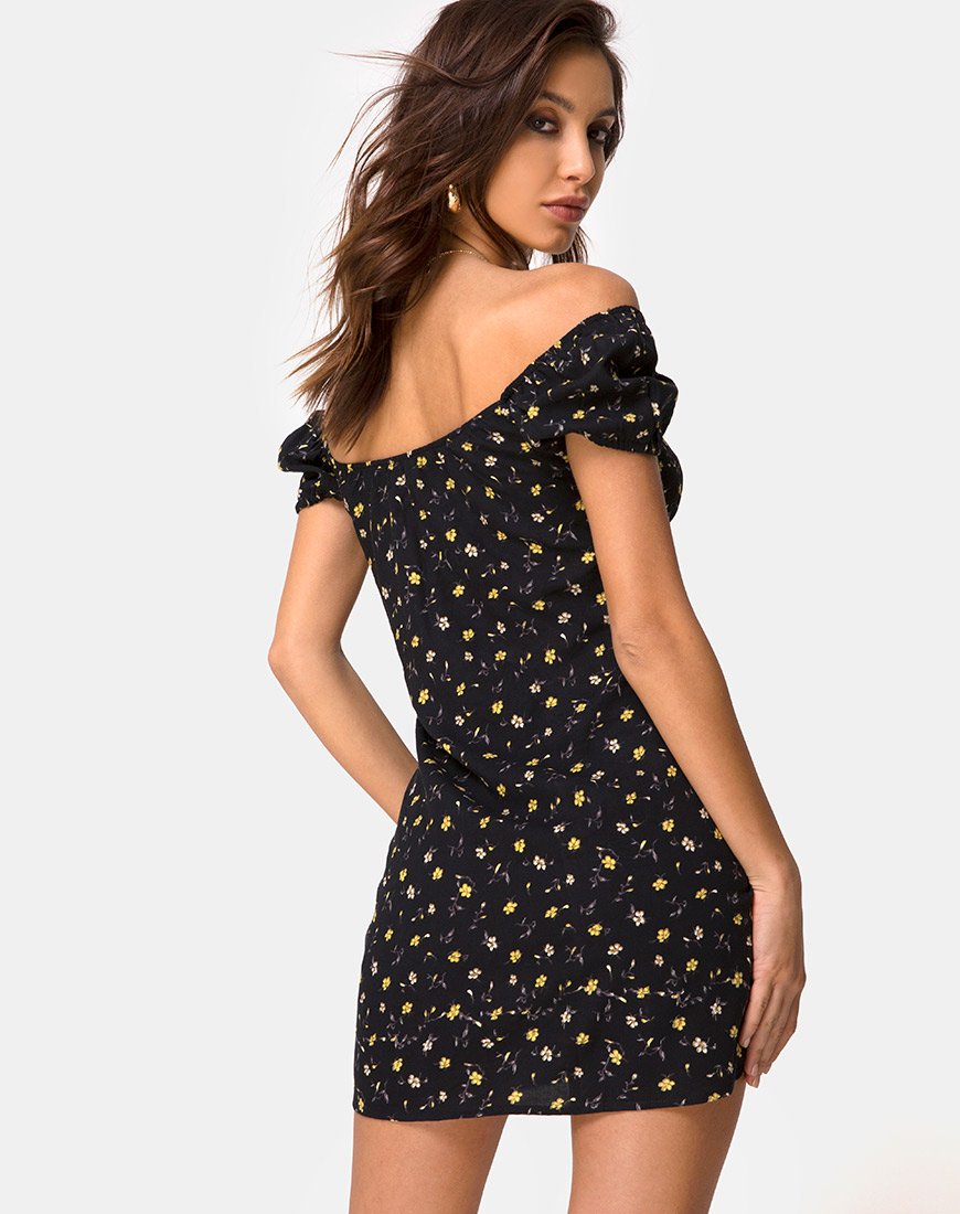Image of Zudema Minikleid in Pretty Petal Schwarz