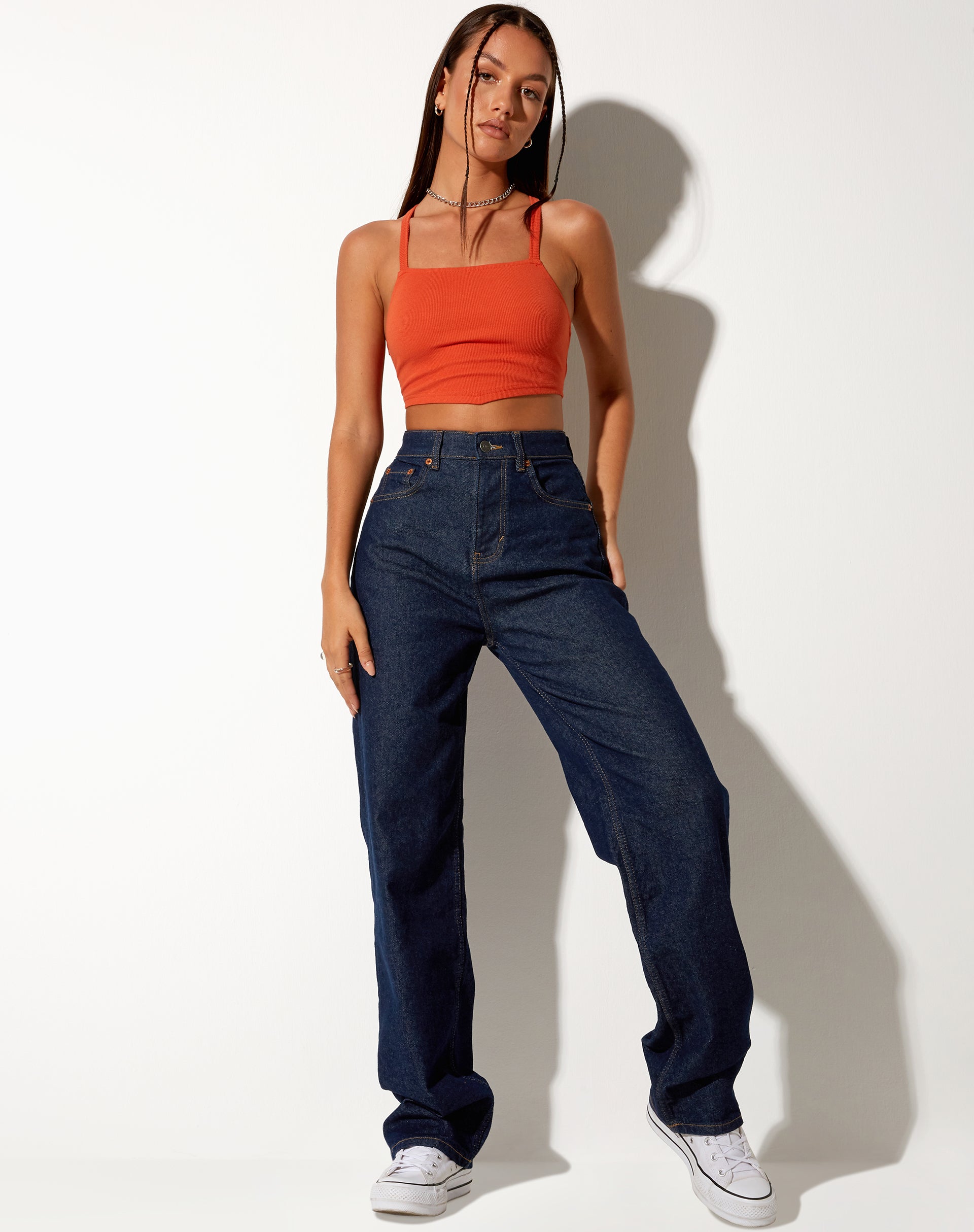Bild von Nara Crop Top in Rib Tangerine