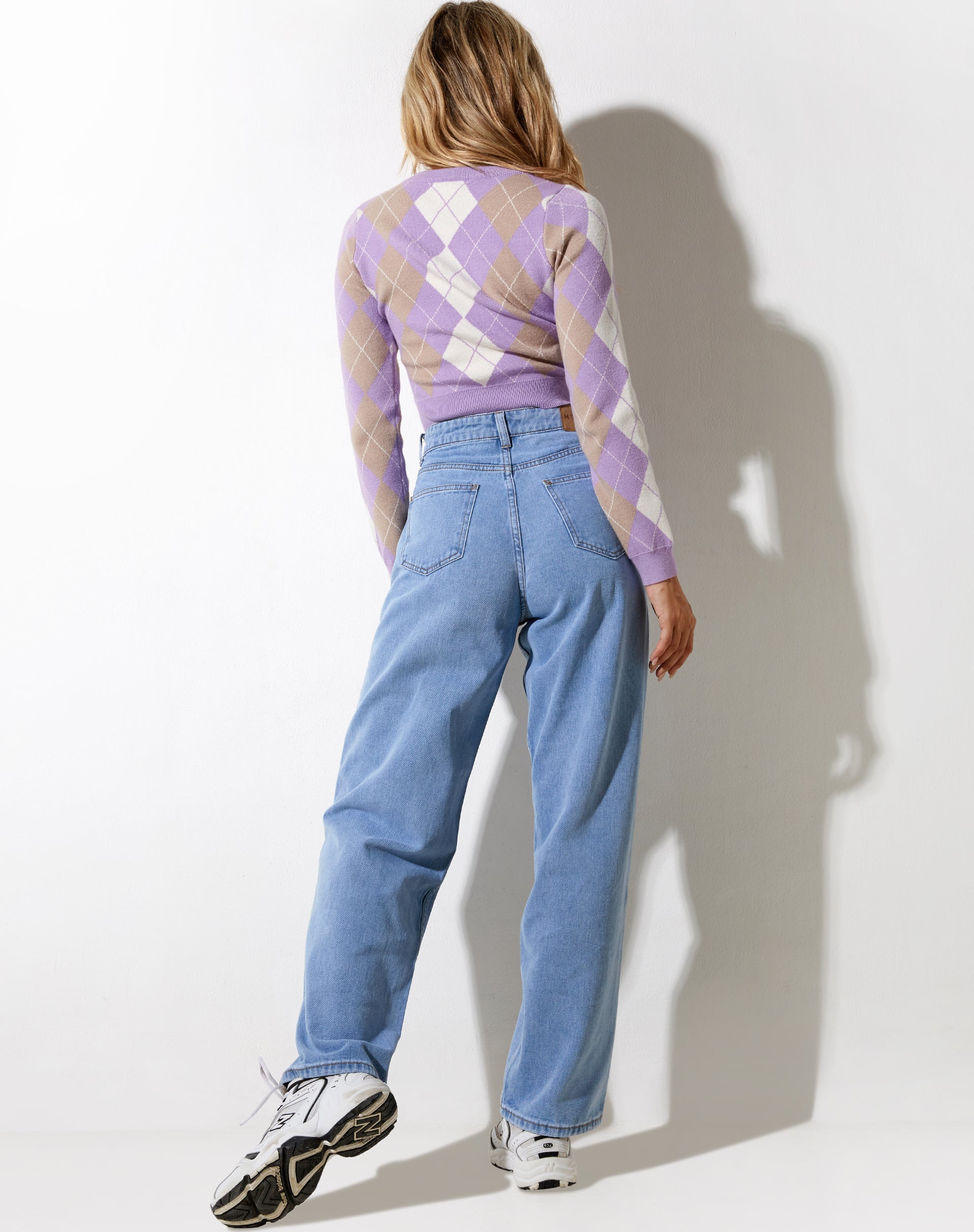 Image of Zuki Pullover in Argyle Flieder Creme und Tan