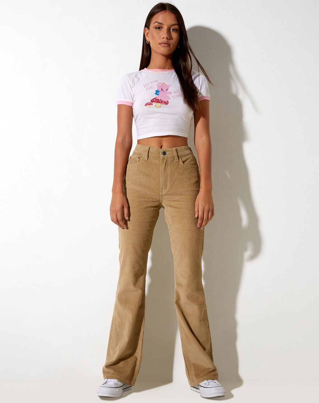 Bootleg Jeans aus Cord Sand