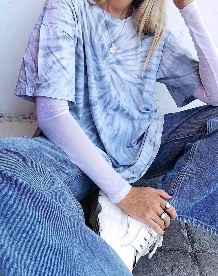 Maxi Tee in Grau Tie Dye