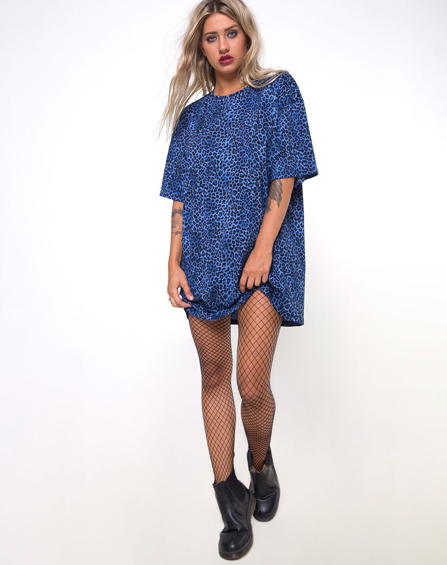 Bild von Sunny Kiss Oversize Tee in Leopard Königsblau
