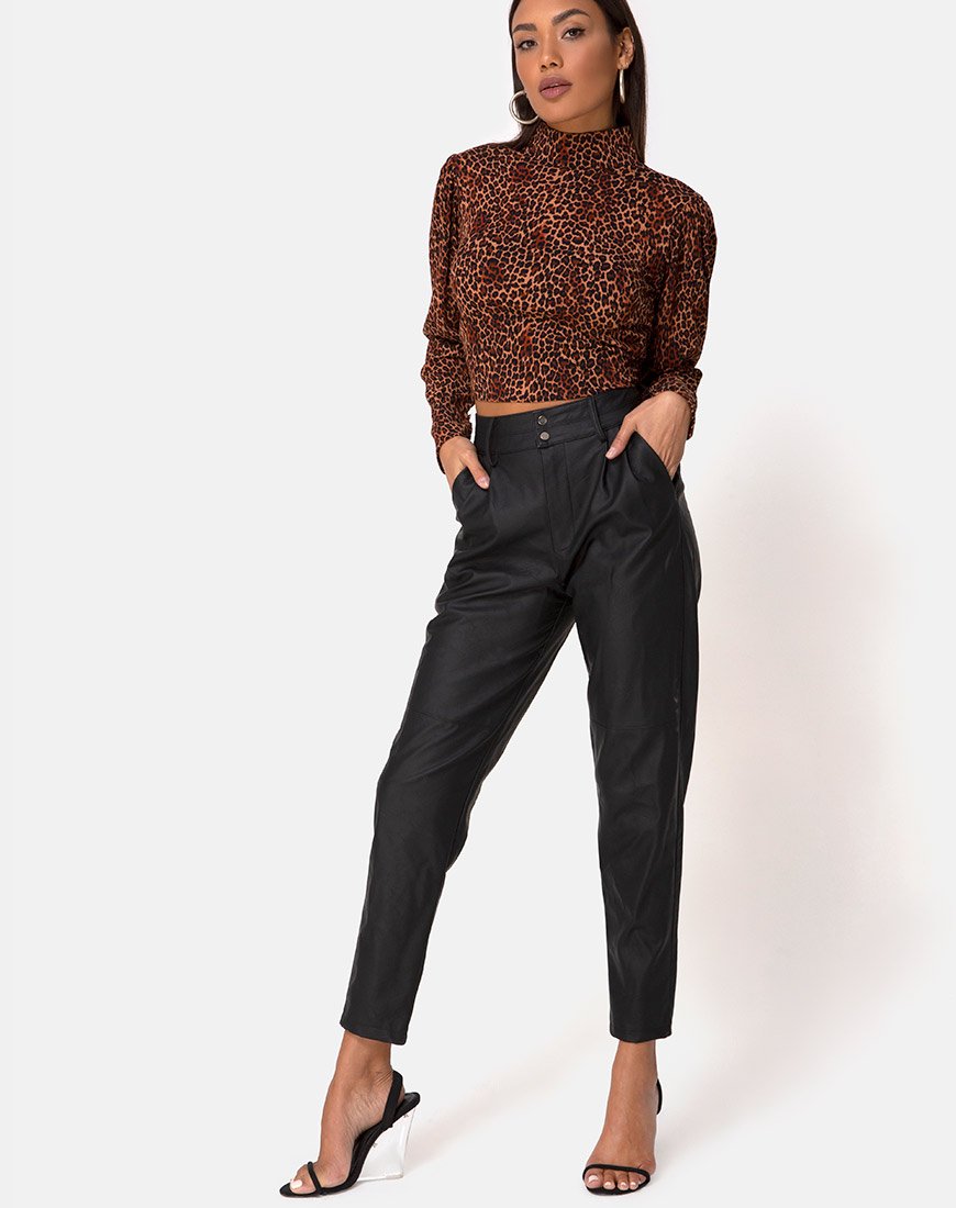 Bild von Jasty Crop Top in Crinkle Ditsy Leopard Orange