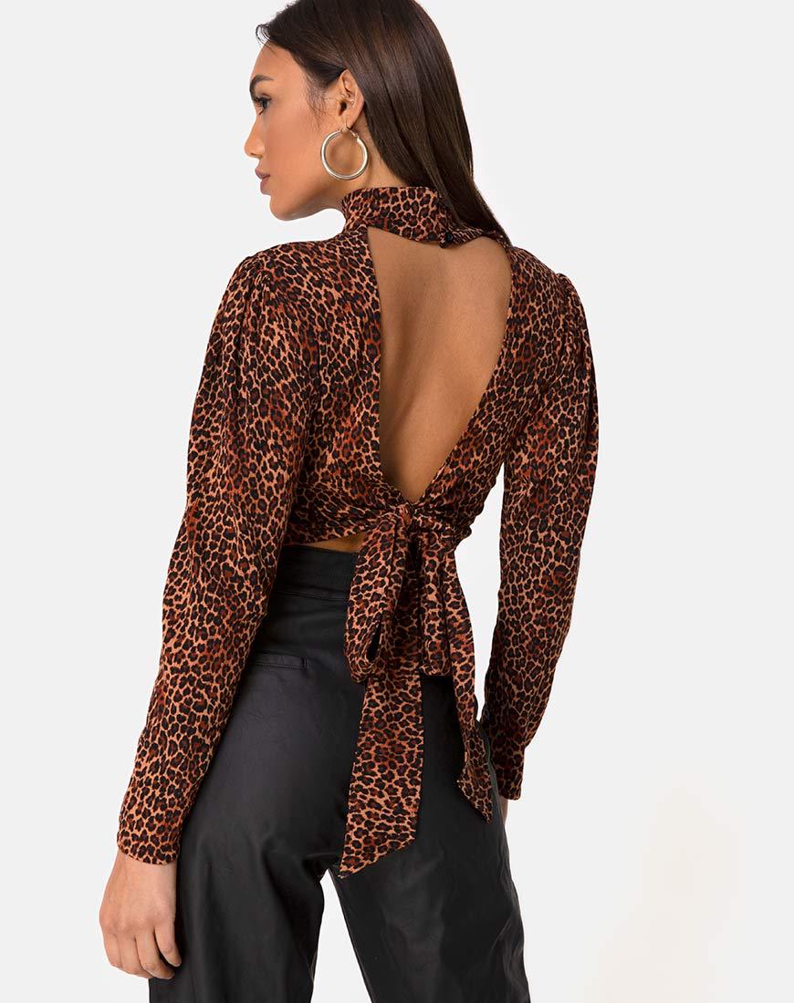 Bild von Jasty Crop Top in Crinkle Ditsy Leopard Orange