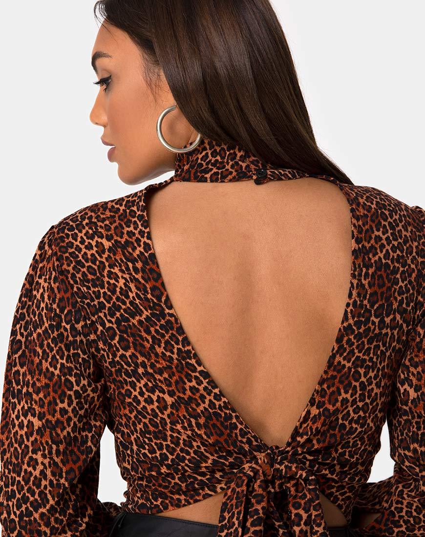 Bild von Jasty Crop Top in Crinkle Ditsy Leopard Orange