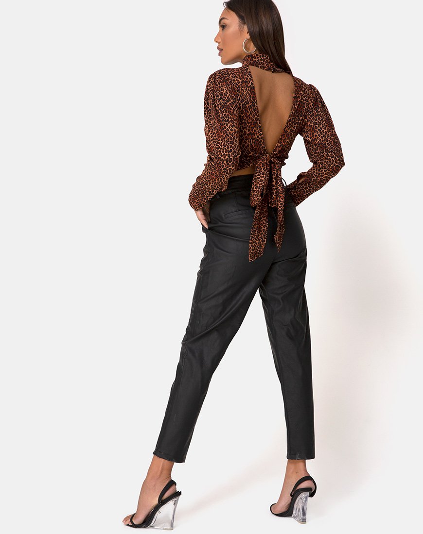 Bild von Jasty Crop Top in Crinkle Ditsy Leopard Orange