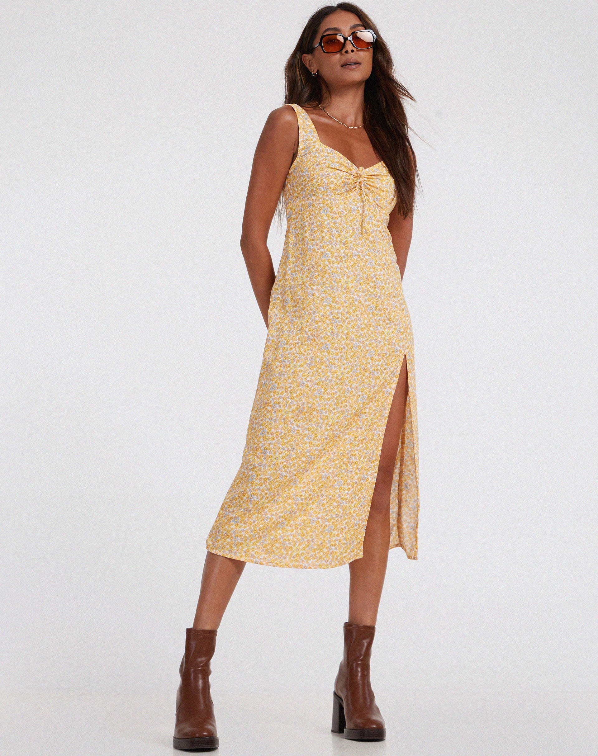 Image of Jorie Midikleid in Flower Garden Gelb