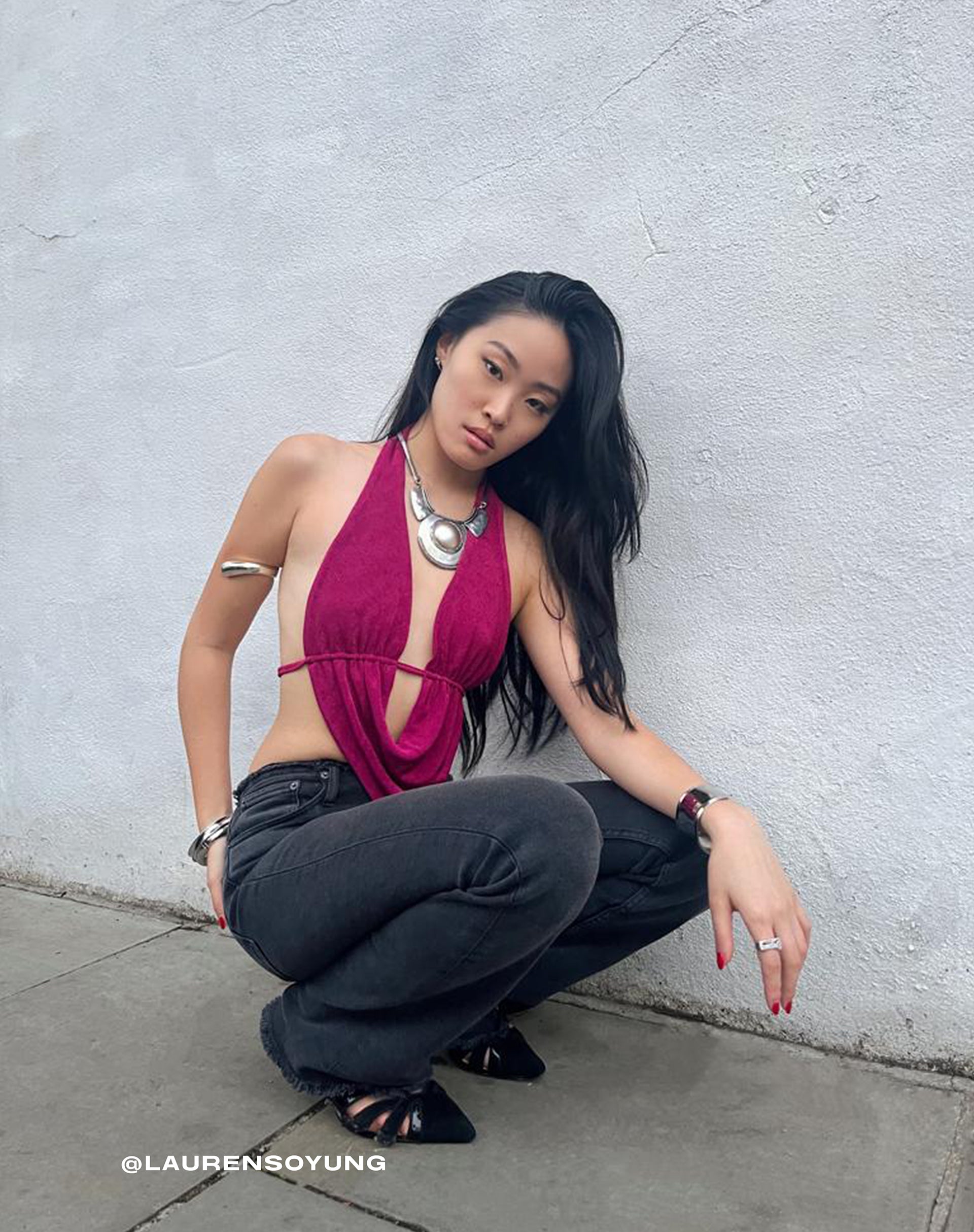 Bild von Nindita Neckholder Crop Top in Magenta Violett