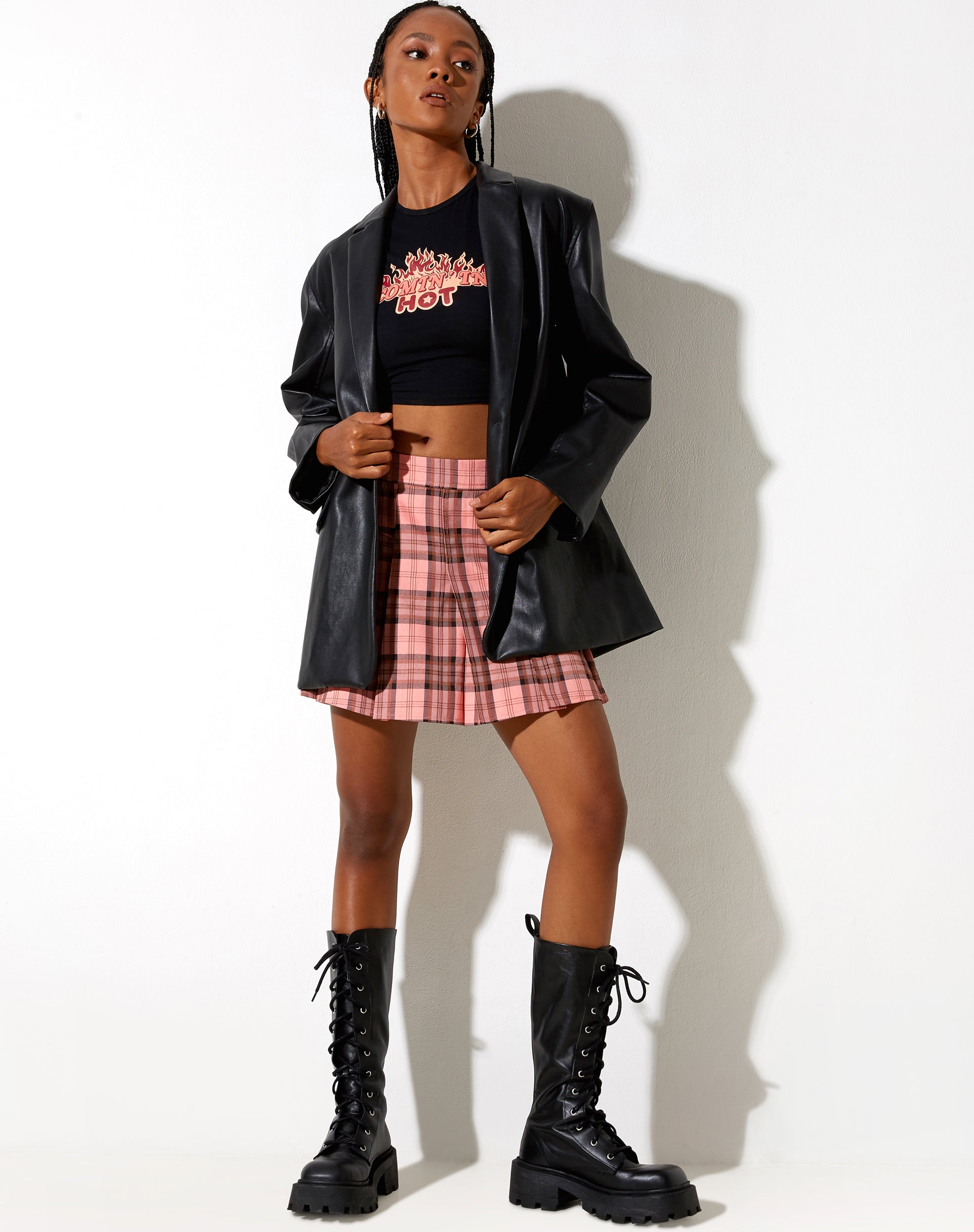 Bild von Carga Minirock in Rosa und Braun Karo