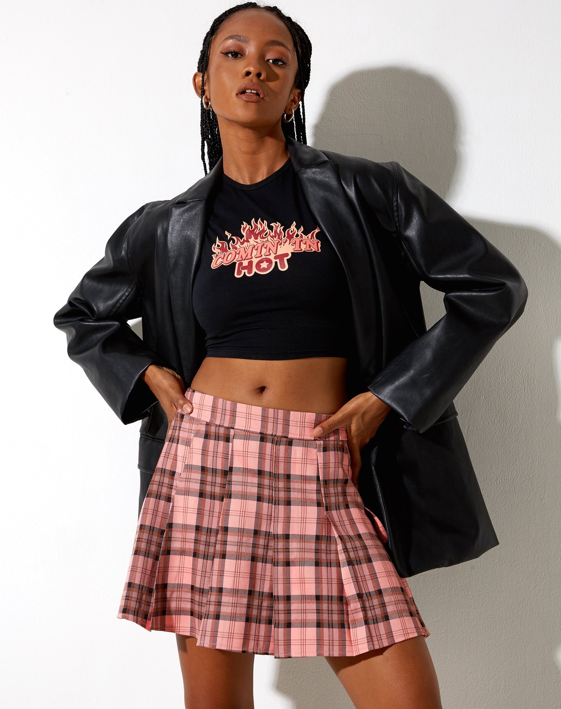 Bild von Carga Minirock in Rosa und Braun Karo